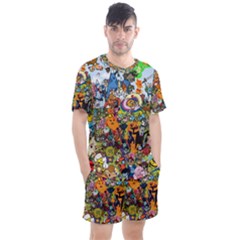 Cartoon Characters Tv Show  Adventure Time Multi Colored Men s Mesh T-shirt And Shorts Set