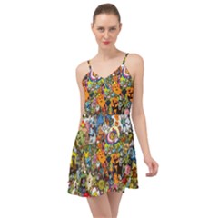 Cartoon Characters Tv Show  Adventure Time Multi Colored Summer Time Chiffon Dress