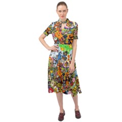 Cartoon Characters Tv Show  Adventure Time Multi Colored Keyhole Neckline Chiffon Dress by Sarkoni