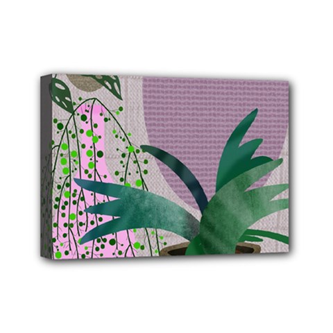 Botanical Plants Green Sheet Art Mini Canvas 7  X 5  (stretched)