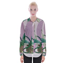 Botanical Plants Green Sheet Art Womens Long Sleeve Shirt