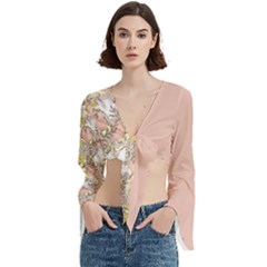 Flowers  Boho Trumpet Sleeve Cropped Top