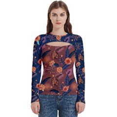 Floral Leaves Thanksgiving Women s Cut Out Long Sleeve T-shirt