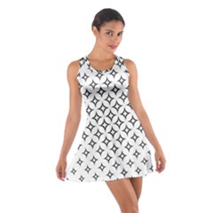 Star Curved Pattern Monochrome Cotton Racerback Dress by Pakjumat