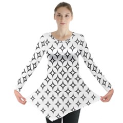 Star Curved Pattern Monochrome Long Sleeve Tunic  by Pakjumat