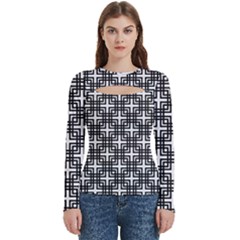 Pattern Vector Halftone Wallpaper Women s Cut Out Long Sleeve T-shirt by Pakjumat