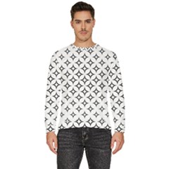 Star Curved Pattern Monochrome Men s Fleece Sweatshirt by Pakjumat