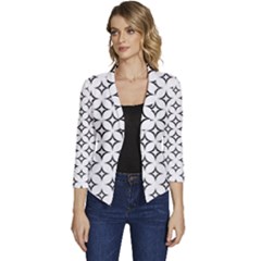 Star Curved Pattern Monochrome Women s Casual 3/4 Sleeve Spring Jacket by Pakjumat