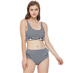 Background Pattern Halftone Black White Frilly Bikini Set by Pakjumat