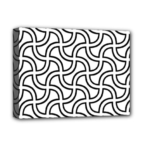 Pattern Monochrome Repeat Black And White Deluxe Canvas 16  X 12  (stretched)  by Pakjumat