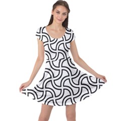 Pattern Monochrome Repeat Black And White Cap Sleeve Dress by Pakjumat