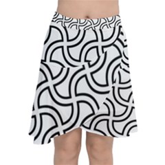 Pattern Monochrome Repeat Black And White Chiffon Wrap Front Skirt