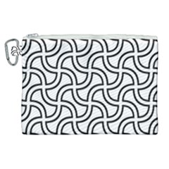 Pattern Monochrome Repeat Black And White Canvas Cosmetic Bag (xl) by Pakjumat