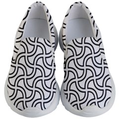 Pattern Monochrome Repeat Black And White Kids Lightweight Slip Ons by Pakjumat