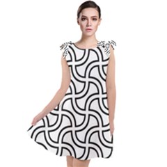 Pattern Monochrome Repeat Black And White Tie Up Tunic Dress