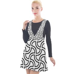 Pattern Monochrome Repeat Black And White Plunge Pinafore Velour Dress by Pakjumat