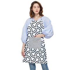 Pattern Monochrome Repeat Black And White Pocket Apron by Pakjumat