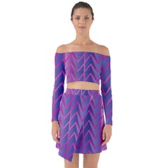 Geometric Background Abstract Off Shoulder Top With Skirt Set