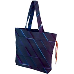 Glass Scifi Violet Ultraviolet Drawstring Tote Bag by Pakjumat