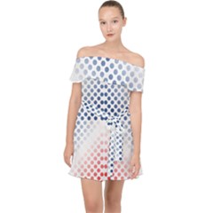 Dots Pointillism Abstract Chevron Off Shoulder Chiffon Dress by Pakjumat