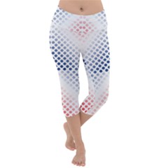 Dots Pointillism Abstract Chevron Lightweight Velour Capri Yoga Leggings by Pakjumat