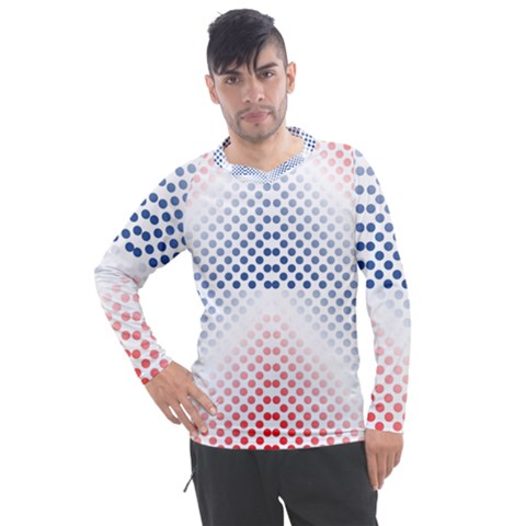 Dots Pointillism Abstract Chevron Men s Pique Long Sleeve T-shirt by Pakjumat