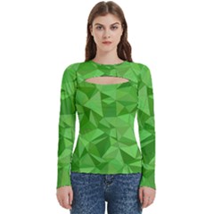 Mosaic Tile Geometrical Abstract Women s Cut Out Long Sleeve T-shirt by Pakjumat