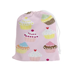 Cupcakes Wallpaper Paper Background Drawstring Pouch (xl) by Apen