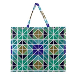 Mosaic Triangle Symmetry Zipper Large Tote Bag by Apen