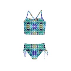 Mosaic Triangle Symmetry Girls  Tankini Swimsuit by Apen