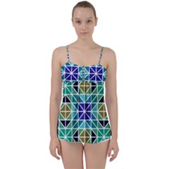 Mosaic Triangle Symmetry Babydoll Tankini Top by Apen