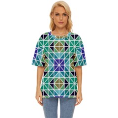 Mosaic Triangle Symmetry Oversized Basic T-Shirt