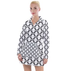 Black Pattern Halftone Wallpaper Women s Long Sleeve Casual Dress by Apen