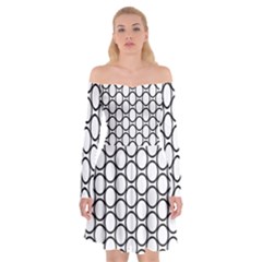 Black Pattern Halftone Wallpaper Off Shoulder Skater Dress