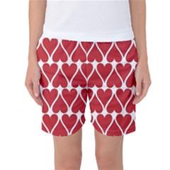 Hearts Pattern Seamless Red Love Women s Basketball Shorts