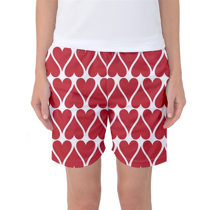 Hearts Pattern Seamless Red Love Women s Basketball Shorts