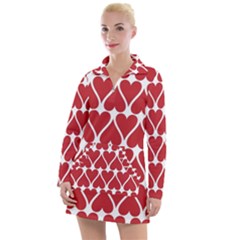 Hearts Pattern Seamless Red Love Women s Long Sleeve Casual Dress by Apen