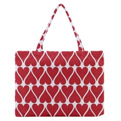 Hearts Pattern Seamless Red Love Zipper Medium Tote Bag by Apen