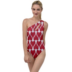 Hearts Pattern Seamless Red Love To One Side Swimsuit