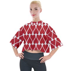 Hearts Pattern Seamless Red Love Mock Neck T-Shirt