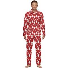 Hearts Pattern Seamless Red Love Men s Long Sleeve Velvet Pocket Pajamas Set