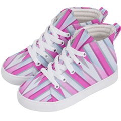 Geometric 3d Design Pattern Pink Kids  Hi-top Skate Sneakers