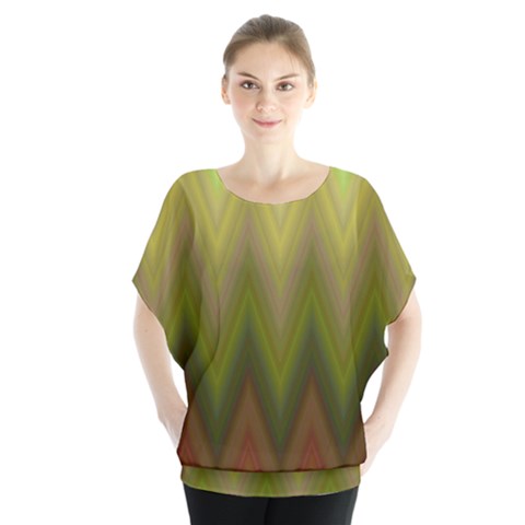 Zig Zag Chevron Classic Pattern Batwing Chiffon Blouse by Apen