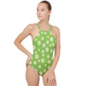 Daisy Flowers Floral Wallpaper High Neck One Piece Swimsuit View1