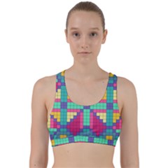 Checkerboard Squares Abstract Texture Patterns Back Weave Sports Bra