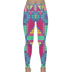 Checkerboard Squares Abstract Texture Patterns Lightweight Velour Classic Yoga Leggings