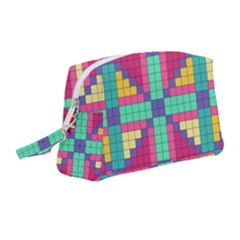 Checkerboard Squares Abstract Texture Patterns Wristlet Pouch Bag (medium) by Apen