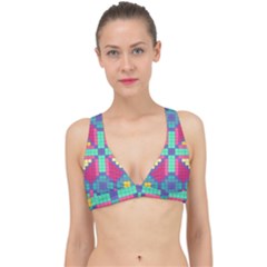 Checkerboard Squares Abstract Texture Patterns Classic Banded Bikini Top by Apen