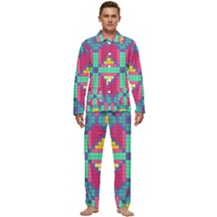 Checkerboard Squares Abstract Texture Patterns Men s Long Sleeve Velvet Pocket Pajamas Set