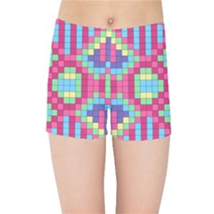 Checkerboard Squares Abstract Texture Pattern Kids  Sports Shorts